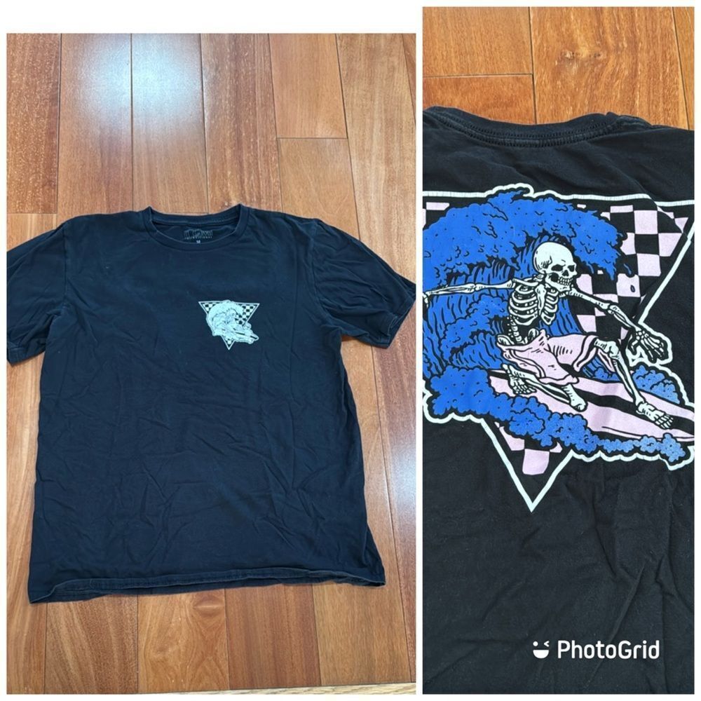 LCM Black Graphic skeleton surfing,‎ T-Shirt size M